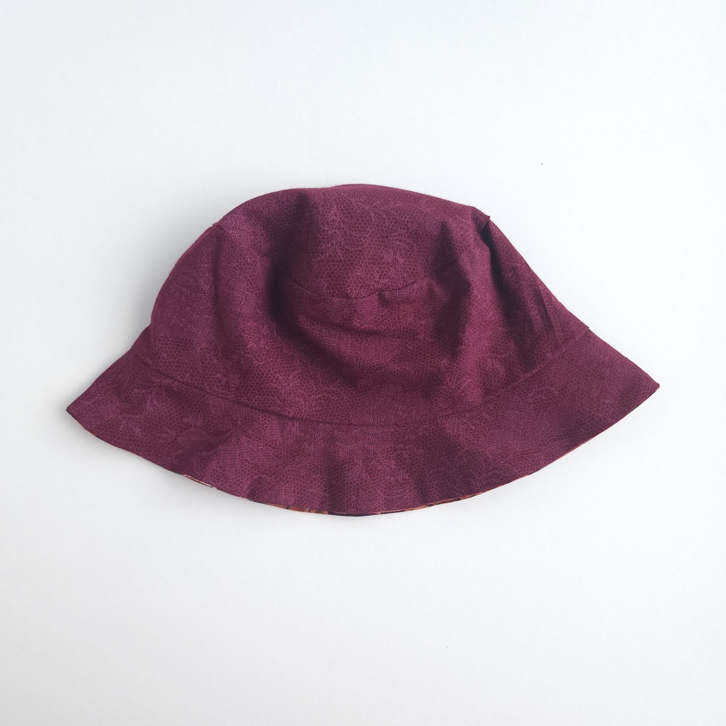 Francie Bucket Hat | Lightweight Reversible | Maroon Foliage + Maroon Pattern