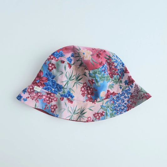 Francie Bucket Hat | Lightweight Reversible | Vintage Garden + Crimson Sunflowers