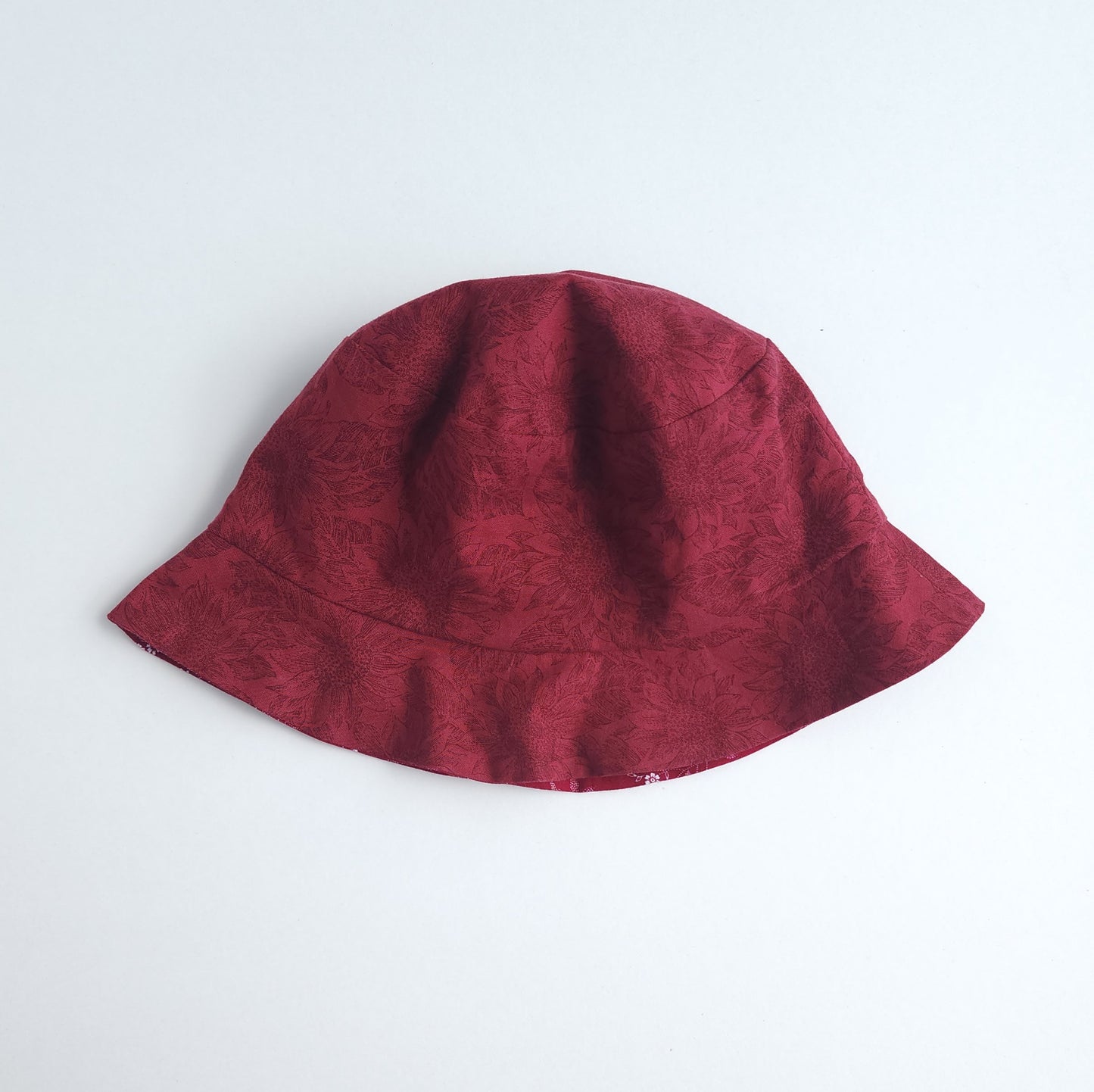 Francie Bucket Hat | Lightweight Reversible | Crimson Floral + Crimson Sunflowers