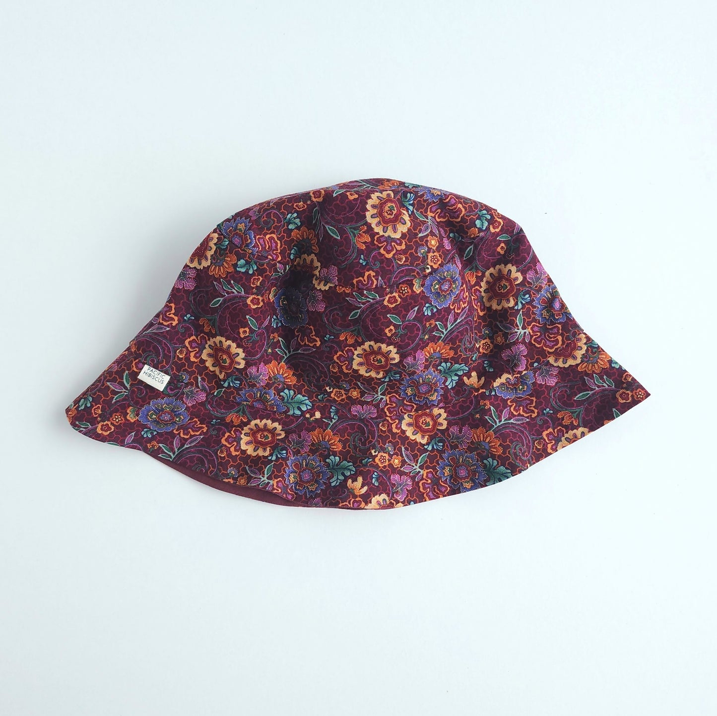 Francie Bucket Hat | Lightweight Reversible | Kaleidoscope + Maroon Solid