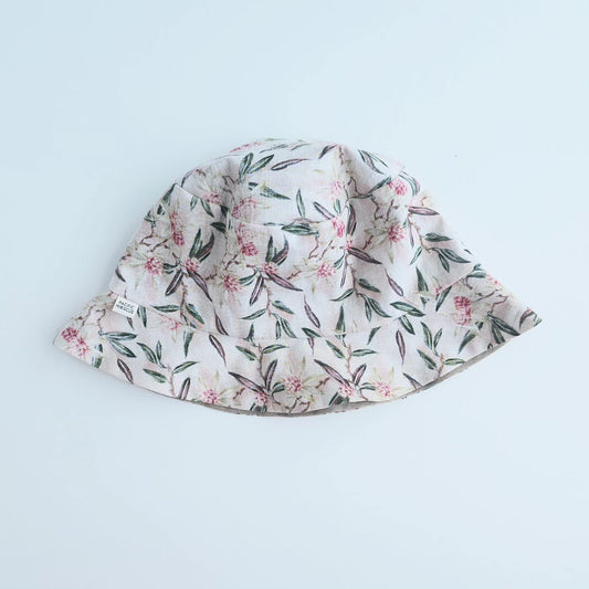 Francie Bucket Hat | Lightweight Reversible | Sand Floral + Beige